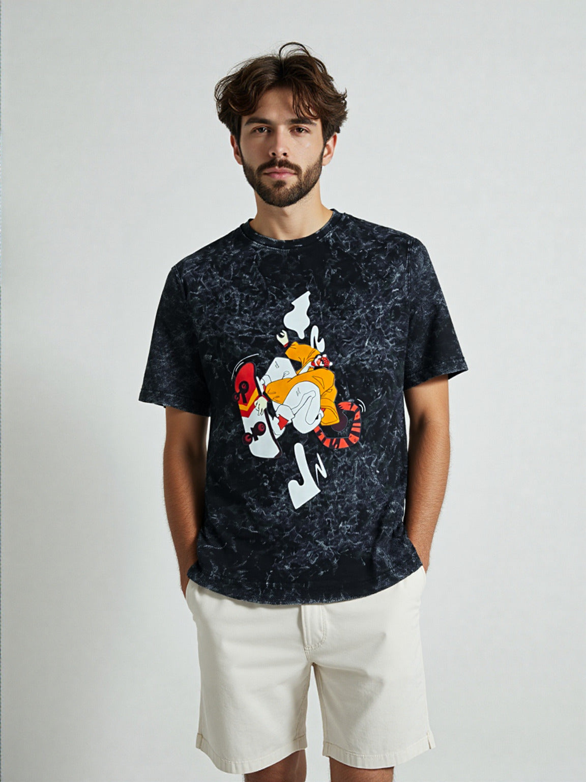 Skater Tiger Regular Fit Acid Wash T-shirt